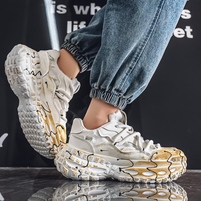 Four Season New Trend Fashionable Casual Style Sports Breathable Thick Sole High Rise Low Top Men's Shoes