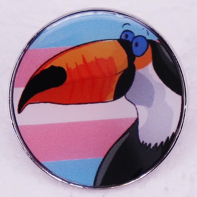 

Toucan Colorful Flag Brooch: Blue, Pink, White