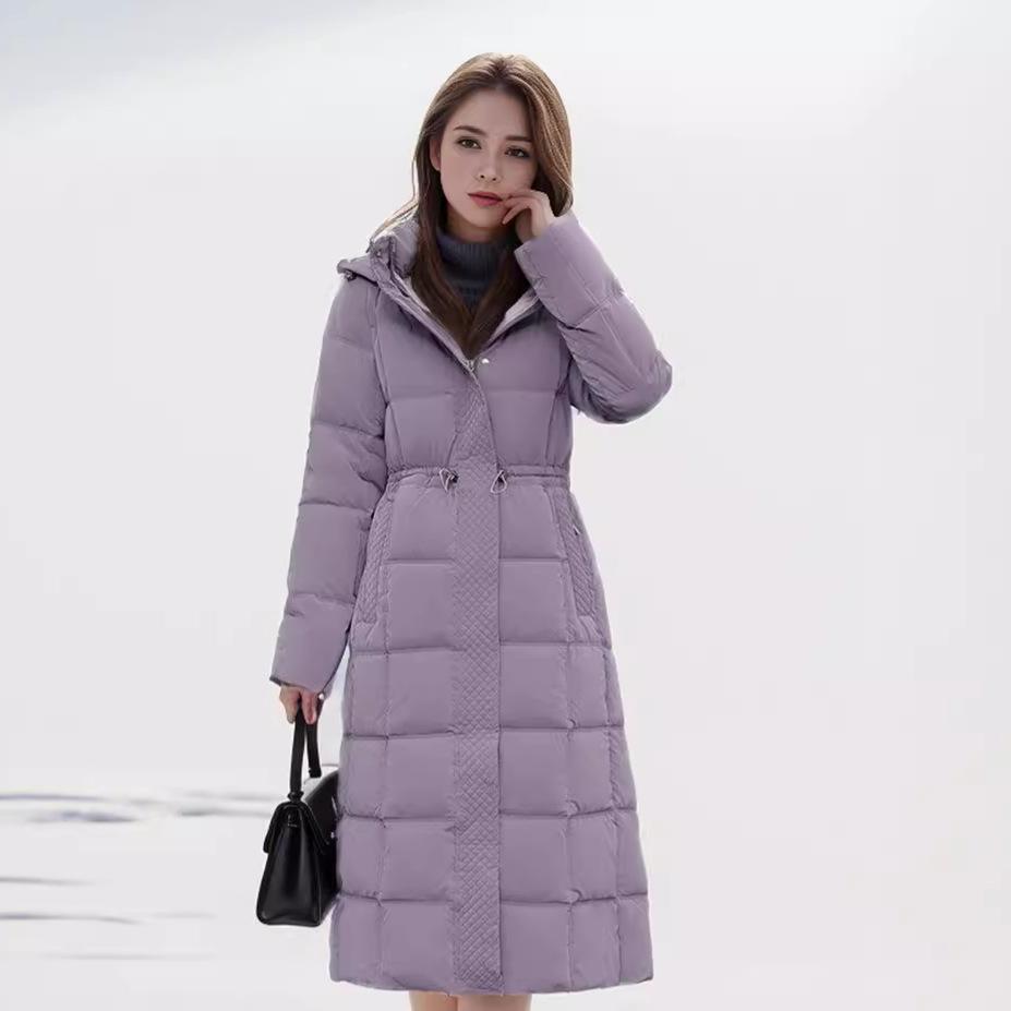 Jachetă de demi-sezon pentru femei 2024, nouă, pentru femei, cu glugă, guler cald, jachetă din bumbac, lungă, peste genunchi, paltoane