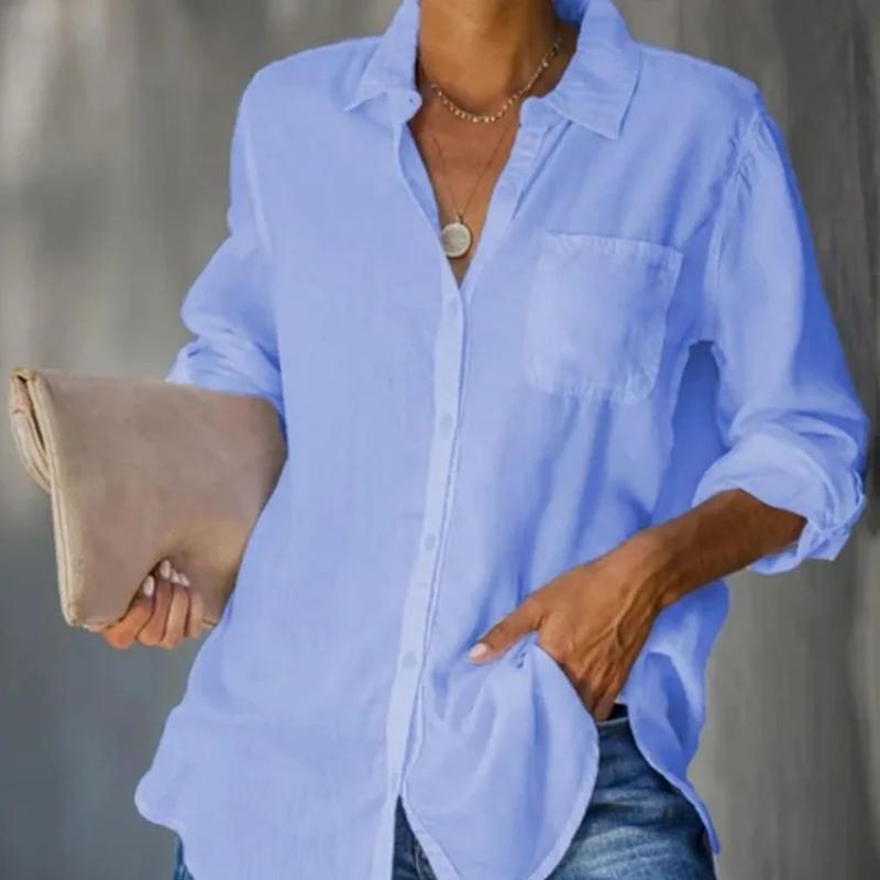 Women's Shirt Solid Color Casual Loose Breasted Shirt Women's Clothing