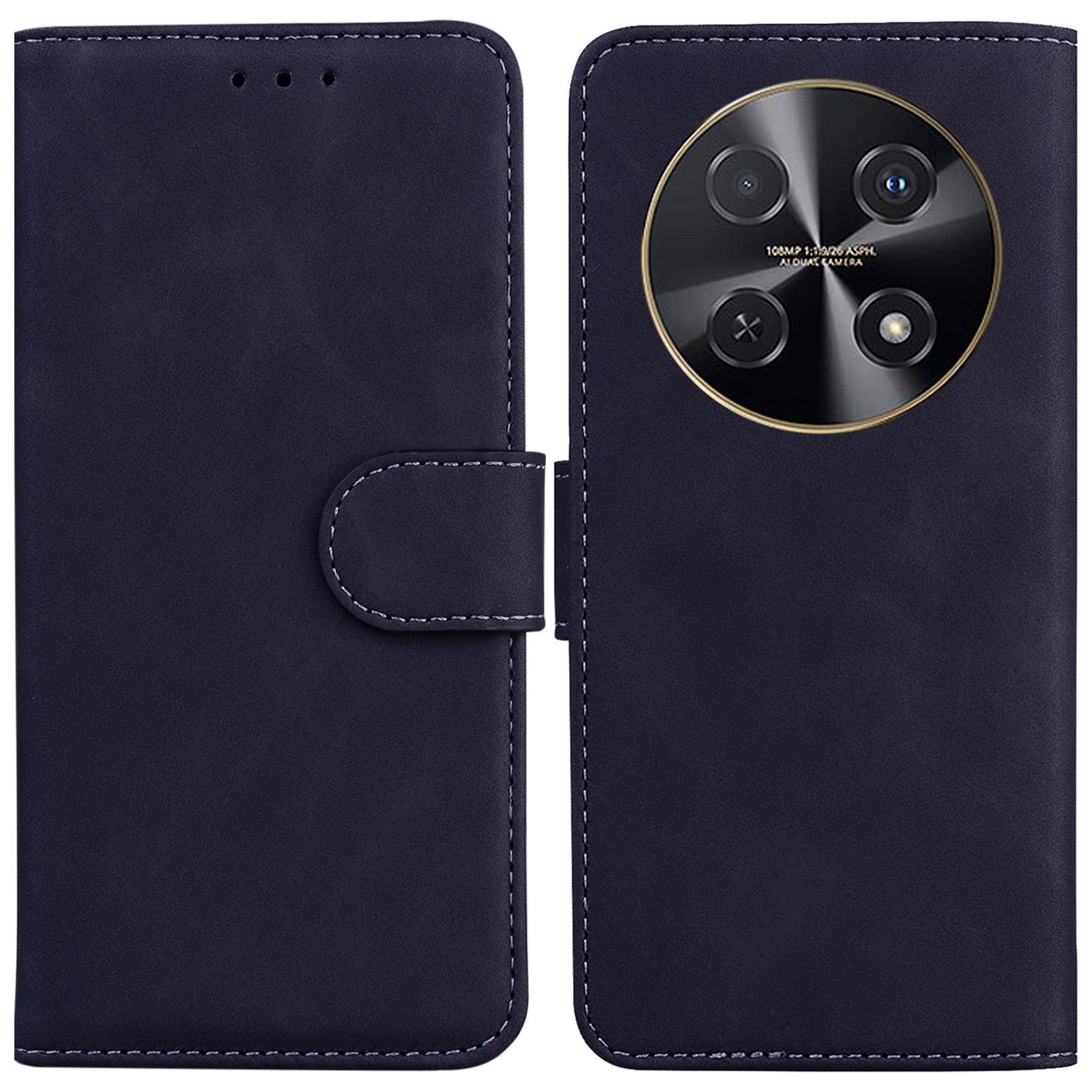 

For Huawei nova 12i 4G Leather Case Solid Color Wallet Phone Cover Black