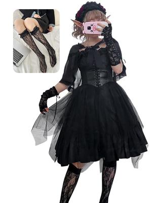 JIURUN Lolita Gothic Lolita Jumper Plus Mori Sweet Sash Gothic Lady One-Piece Costume, Skirt, Cosplay, Anime, Size, Girl, Lolita, Outerwear, Gloves,
