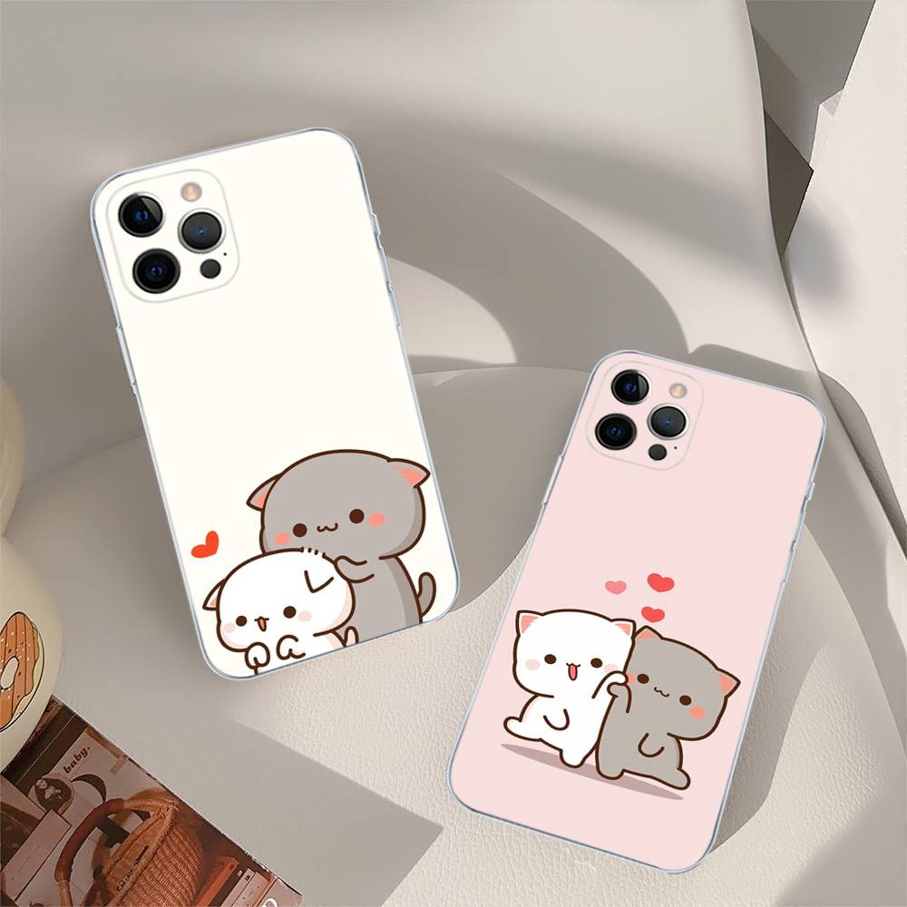 Cartoon Cute Cats TPU Silicone Case for IPhone 11 12 13 14 15 16 17 Pro Max Shockproof Clear Back Cover