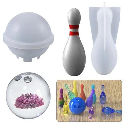 Bowling Reçine Kalıpları Seti DIY Kristal Epoksi Reçine Bowling Topu Silikon Kalıp Aile Oyun Araçları Masa Süsü Mum Kalıbı