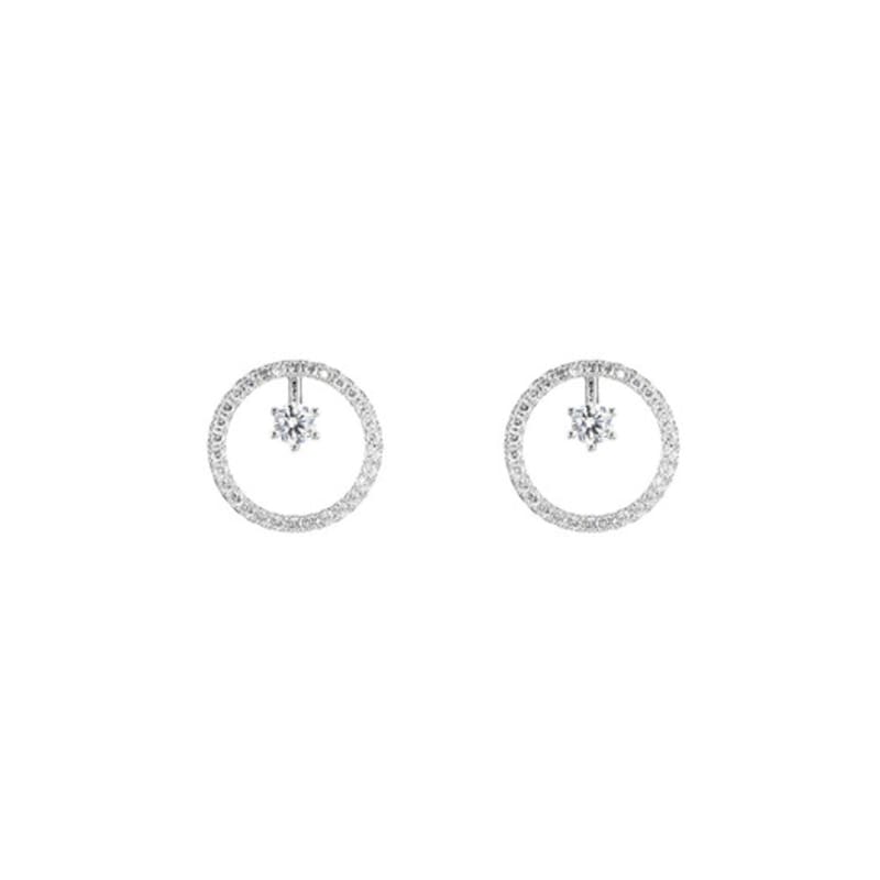 

JYDDM Circle Frame Twinkle Earrings SILVER
