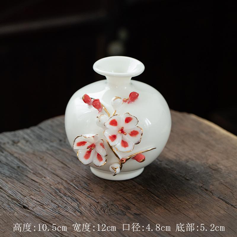 White Ceramics Vase Blossom Flower Vase Table Decorative Vases Aesthetic Sculpture Figure Home Desktop Center Decoration