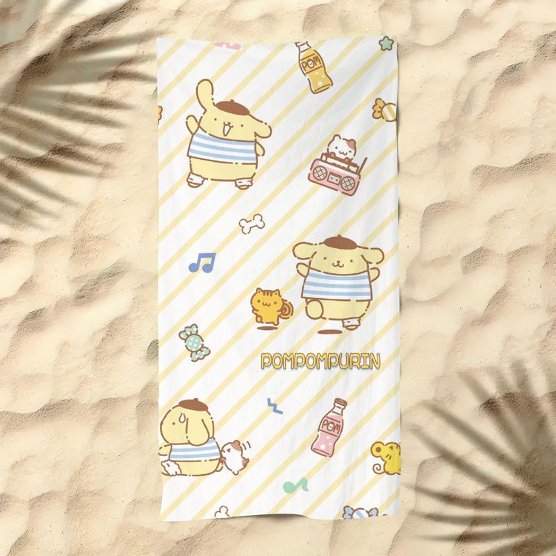 Cute Cartoon Kitten Printed Microfiber Beach Towel Quick Dry Soft Bath Towel For Kids Seaside Swimming