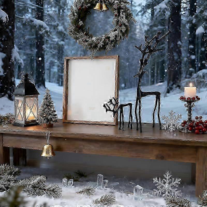 1-3X Rentier Weihnachtsdeko, Set aus 2 schwarzen Metall-Rentierfiguren - Moderne Weihnachtsdekorationen - Elegante Indoor-Feiertagsstatuen für Kaminsims