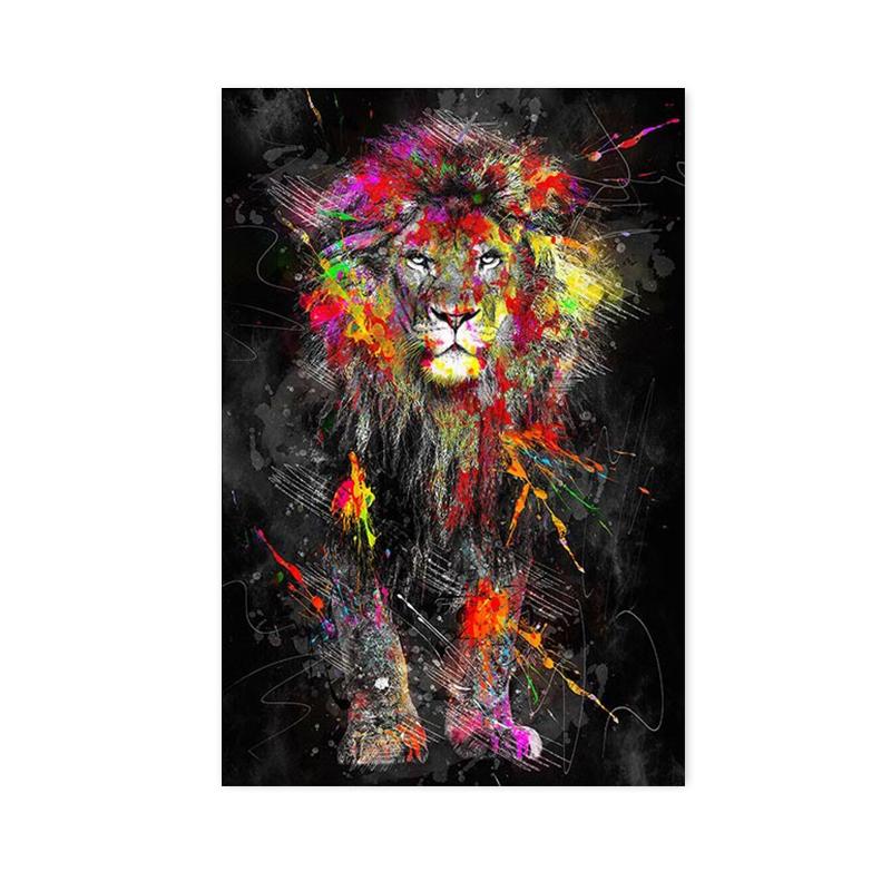 Abstract Colorful Animals Lions Oil Paintings On Canvas  Modern Posters and Prints Wall Art Pictures for Living Room Home Decor