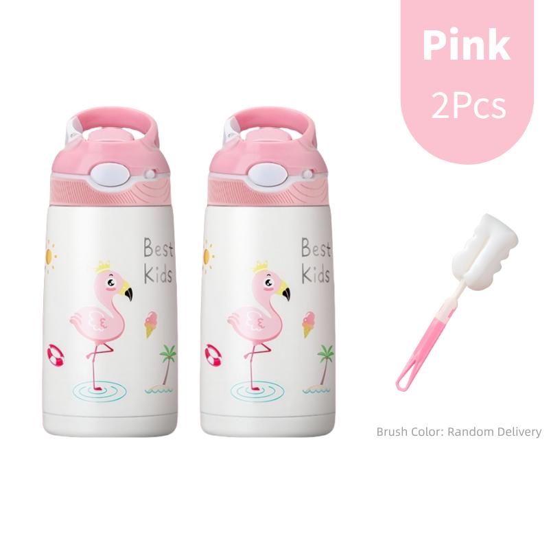 400ML Kids Water Bottle Cartoon Animal Thermos Mug Baby Duck Billed Straw 316 Stainless Steel Vacuum Flasks Thermos Bottle