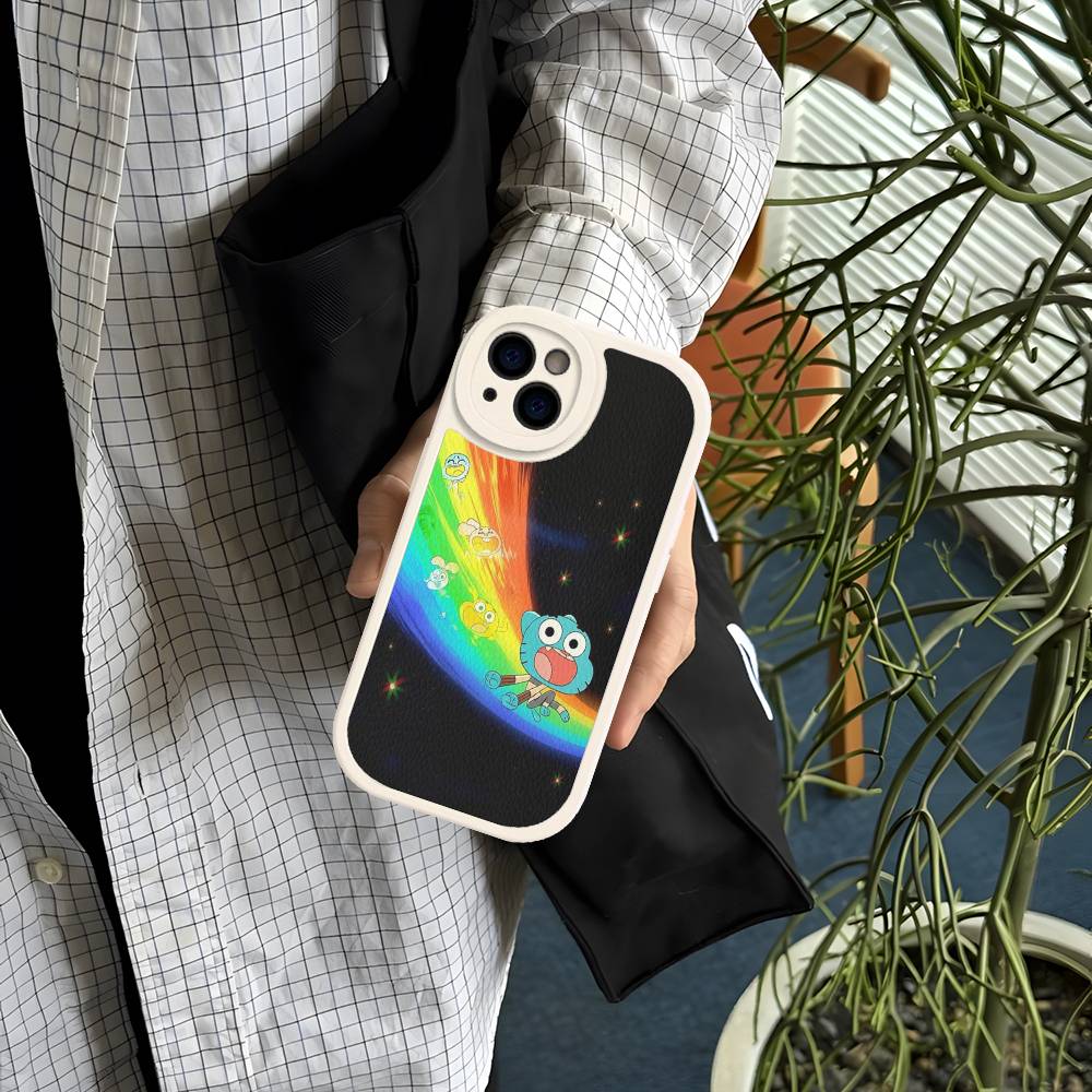 The A-Amazing World Gumball Anime Phone Cover For IPhone 11 12 13 14 15 16 Pro Max Mini Plus Soft Leather Case