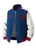 American Trendy Unisex Embroidered Color Block Baseball Jacket - Heavyweight, Loose Fit, Casual Spring/Autumn Outerwear for Couples.