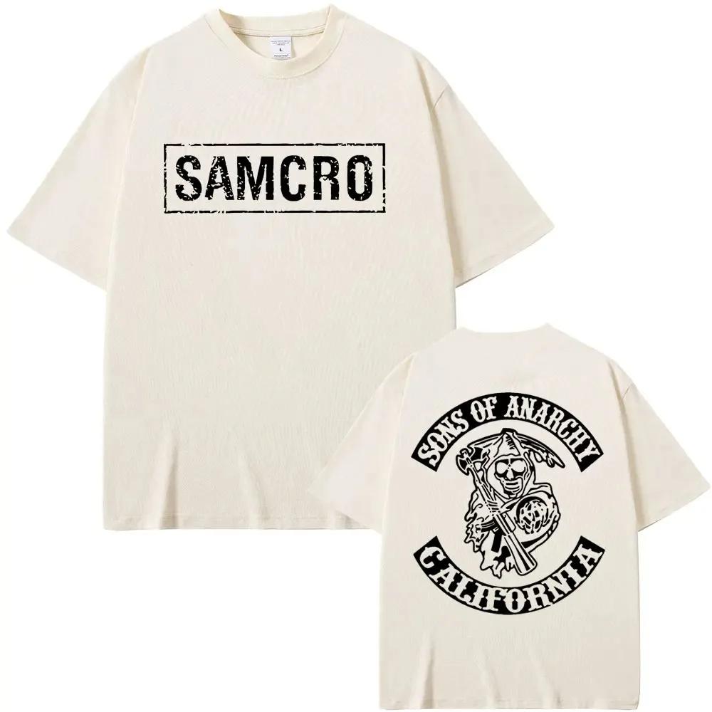 Sons of Anarchy SAMCRO Print T-shirt UnisexTrend Hip Hop Rock Oversized Short Sleeve Tee Summer Cotton T Shirts Clothes Tops