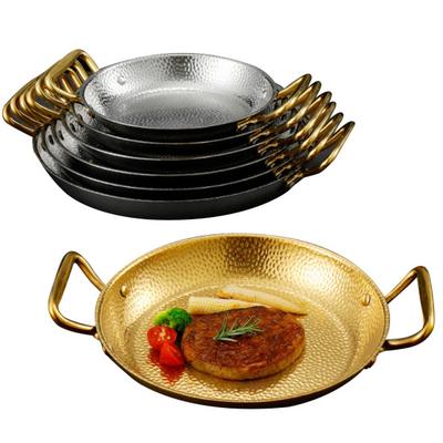 Kızartma Tenceresi Tava Dövülmüş Paslanmaz Çelik Paella Pişiricisi Çift Saplı Deniz Ürünleri Kızarmış Tavuk Tabağı Yapışmaz Kore Düz Mutfak Eşyaları