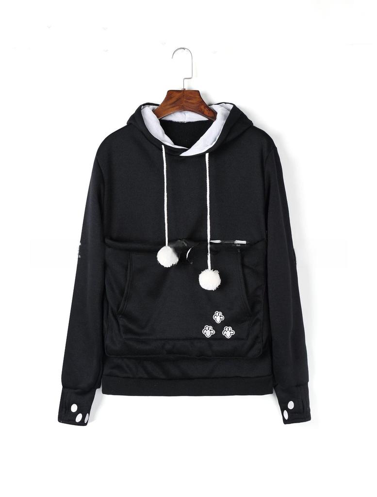 European and American Hot-Selling Embroidered Pet Hoodie with Large Pocket - Winter Plus Velvet Style