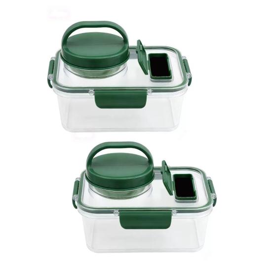 1/2Pcs Salad Jar Built-In Series Meal Prep Container with Dressing Cup Fork Leakproof Airtight Food Storage Box Picnic Portable Freshness