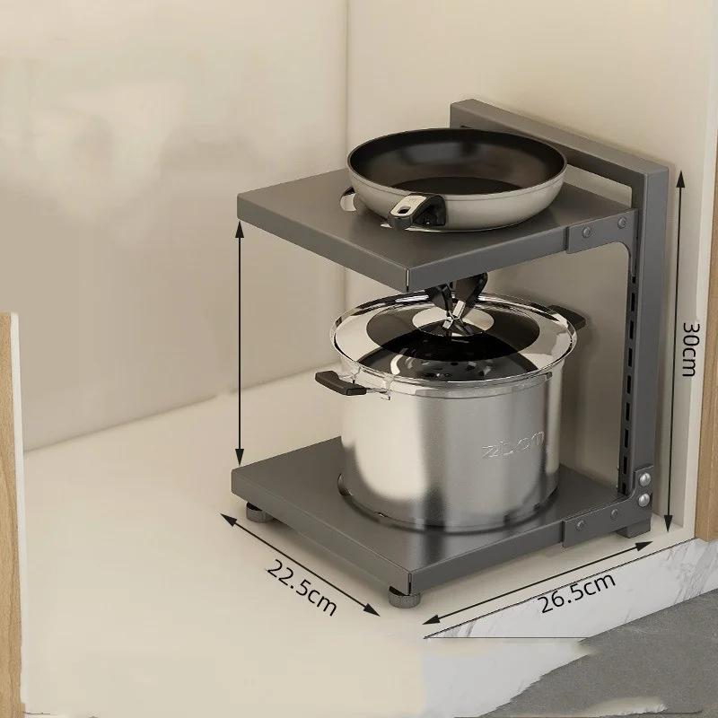 Carbon Steel Kitchen Storage Rack Multi-layer Lower Sink Cabinet Layered Pot Rack Kitchen Household Floor Lower Cabinet Storage