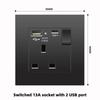 British 13A Socket with USB-C Fast Charging, Hong Kong & Macau Version, Black 3-Hole Square Pin 86 Panel