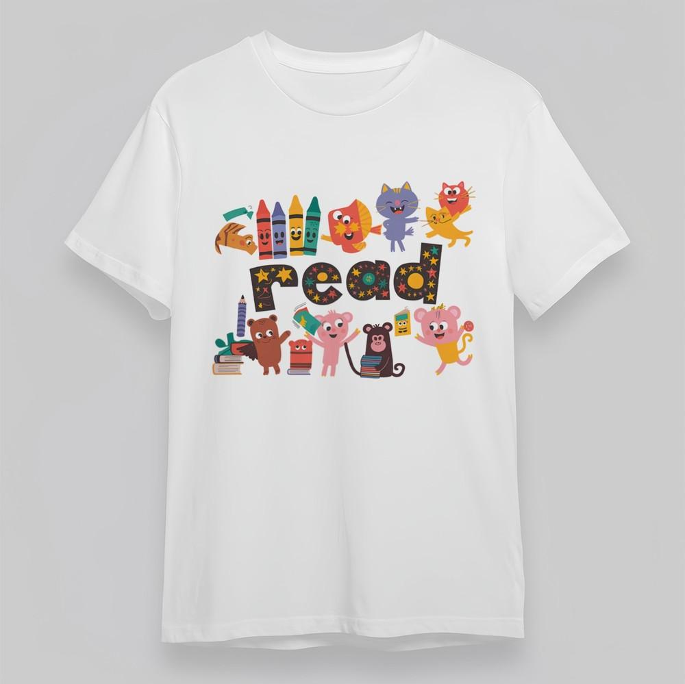 

Women s Plus Size Classic T-Shirt Read Animal Book Fun Cartoon Print Cotton Tee S