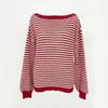 Off The Shoulder Striped Sweater Women Autumn Winter Fashion Loose Soft Neckline Casual Knitted Sweaters