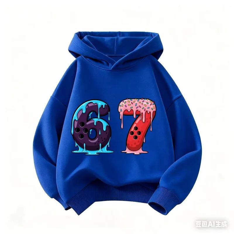 Cartoon Girls Boy Hoodie 67 Six Seven Print Clothing Rouba a BrainRot Brainrot Sweatshirt Kids Fashion Tops