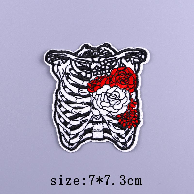 Punk Patch Iron On Embroidered Patches For Clothing Thermoadhesive Patches On Clothes Rock Biker Patch For Clothes Hook Loop