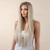 LOUIS FERRE 13x6 Lace Wig Long Straight Light Blonde Wigs with Dark Root for Women Daily Party Cosplay Wedding High Density