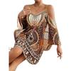 European & American Ethnic Geometric Off-Shoulder Long-Sleeve Dress - In Stock 2025