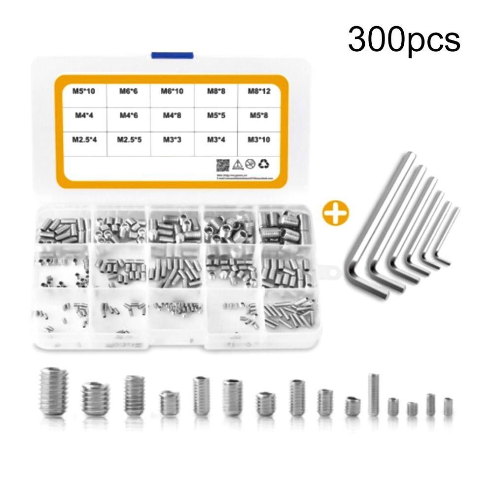 Hex DIN913 304 Stainless Steel Grub Bolt Hexagon Socket Screw Allen Head Assortment Kit