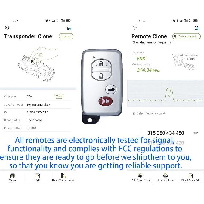 Smart Key for Toyota Camry Avalon 2006-2011, Alliskeys Key Fob Fit for HYQ14AAB 271451-0140 89904-06041 89904-33181 Gray