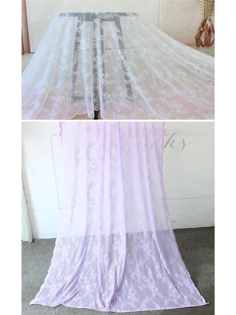 White Lace Wedding Tablecloth & Curtain Fabric - French Country Style Dessert Table Skirt & Photo Background Gauze.