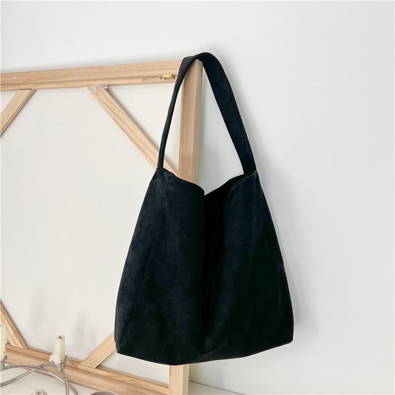 Yogodlns Zamszowa torba tote dla kobiet Jesień Zima Matowa Casualowa Duża pojemność Do dojazdów Torby na ramię Vintage Jednolita Wszechstronne torebki
