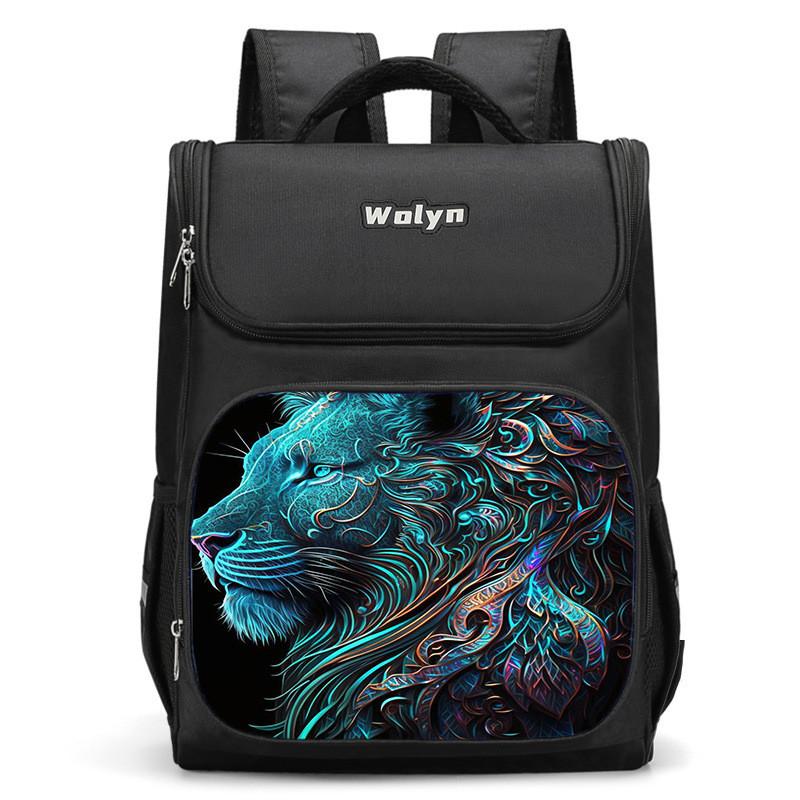 Spacious Lion-themed Backpack For Elementary School Kids Oxford Fabric Lightweight
