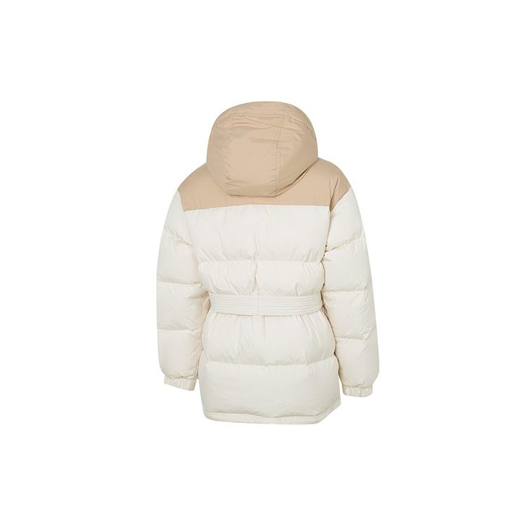 adidas Util Jkt Dw1 Color-Block Drawstring Hooded Zip Cardigan Long Sleeve Down Jacket Women Outerwear Beige HN2447