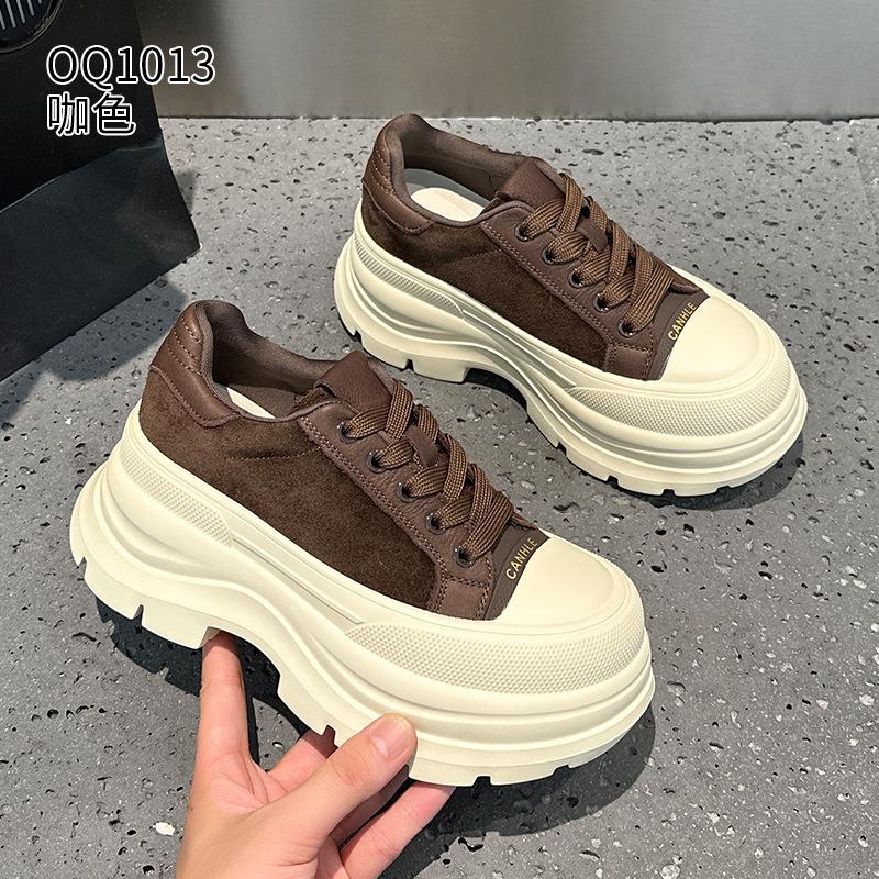 Board shoes autumn and winter new high-value leather velvet platform casual shoes 34