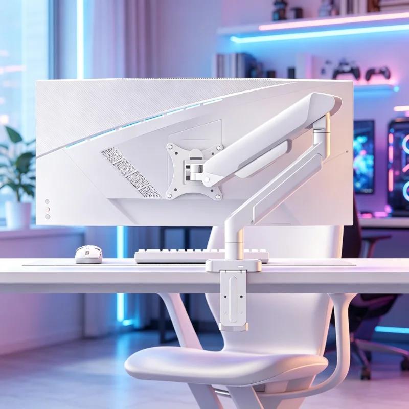 13-35 Inch Black White Monitor Stand, Ergonomic Adjustable Bracket, Space Saving for Home Office Use, Perfect Gift
