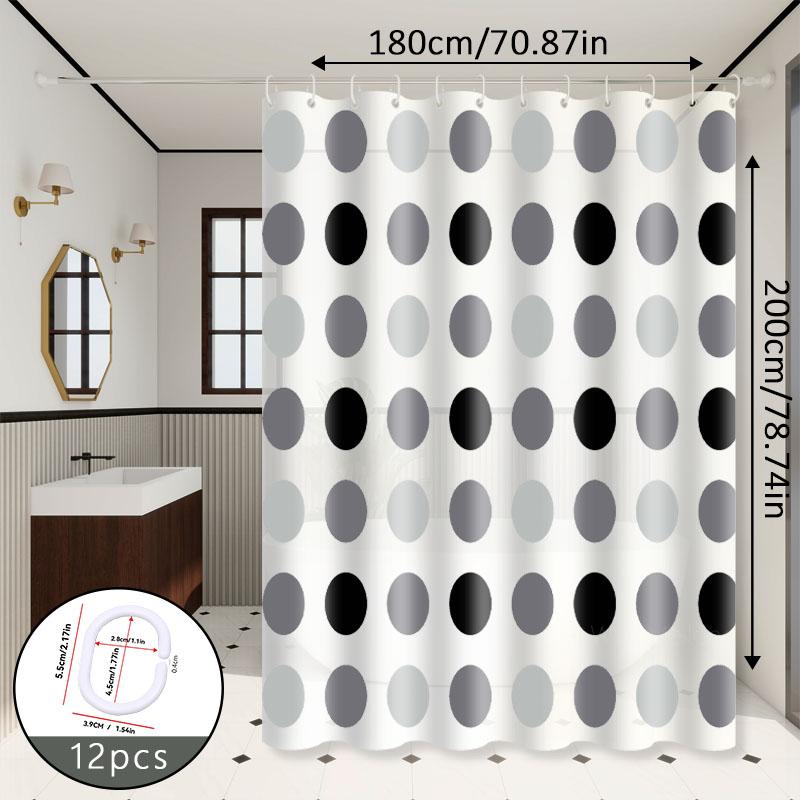 Nordic Style Gray and White Polka Dot Bathroom Partition Curtain, Gray and White Classic Color Scheme, Exudes a Low-Key and Elegant Vibe