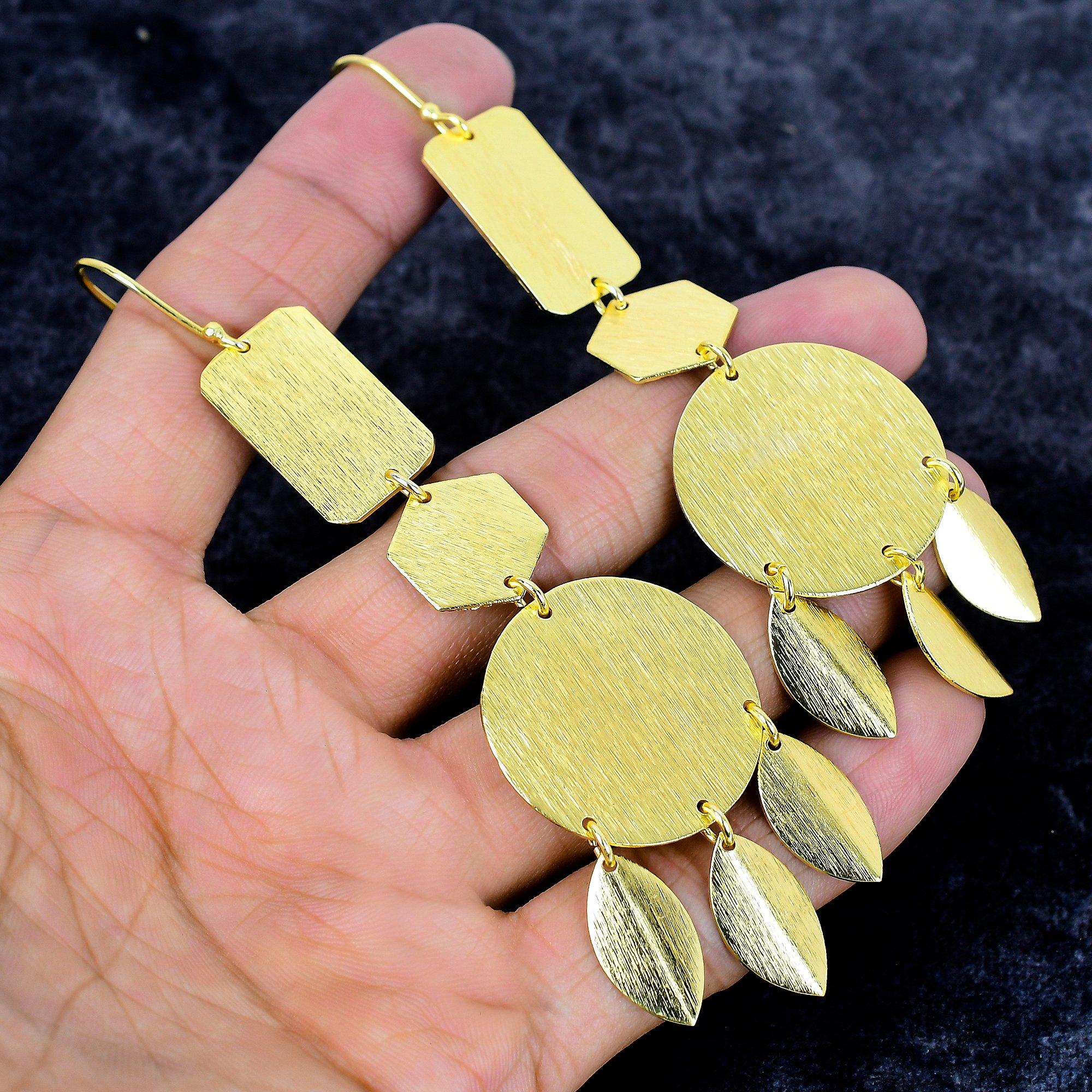 

Golden Look Gemstone Handmade 925 Sterling Silver Jewelry Earring 4.61 M-3379