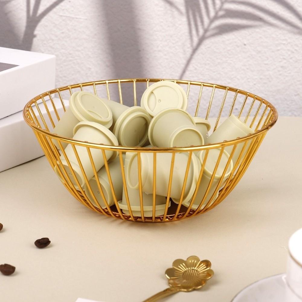 Multifunctional Metal Fruit Basket Large Capacity Durable Coffee Pod Container Iron Metal Wire Storage Bowl