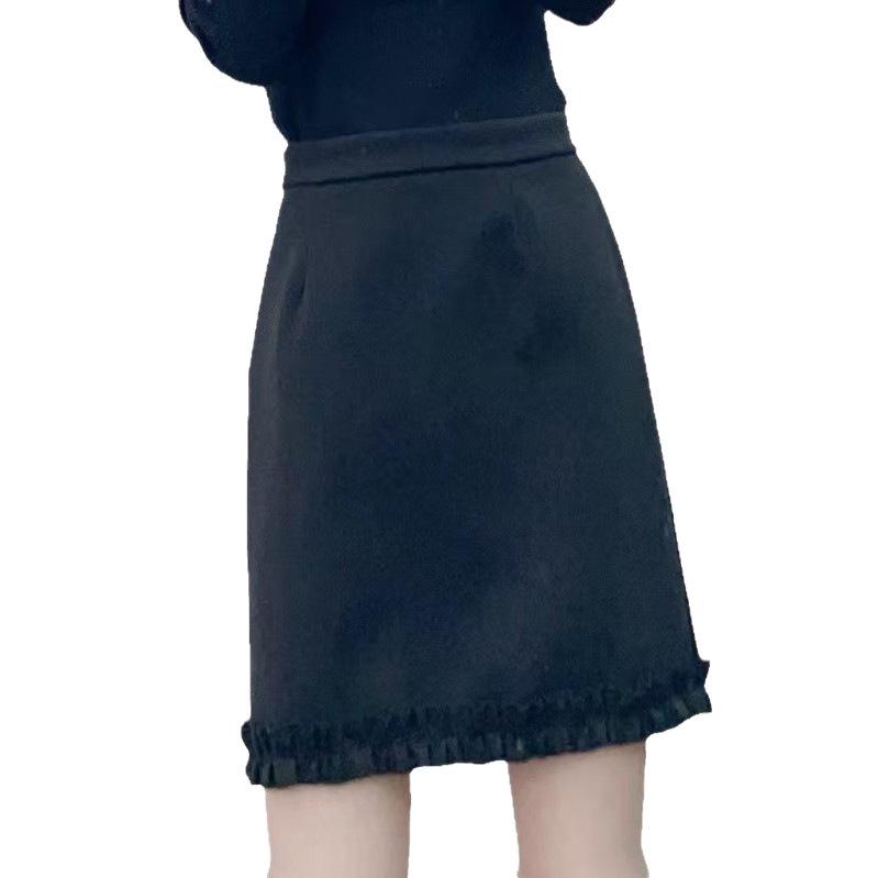 Spring 2026 High-Waisted A-Line Ruffled Wool Mini Skirt