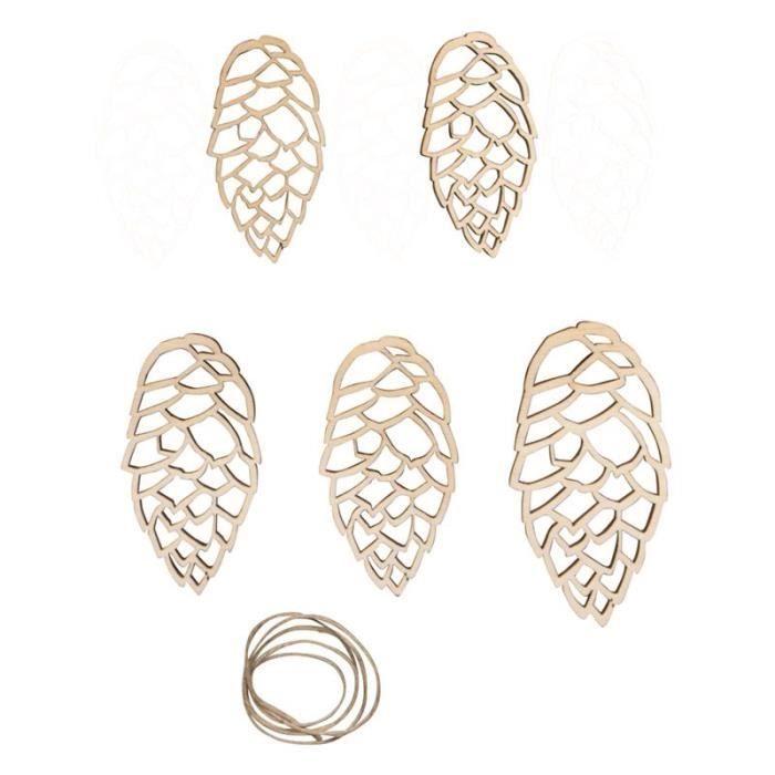 Décorations en bois - Pommes de pin - 5 silhouettes - 5,5 à 10 cm - Intérieur - Noël