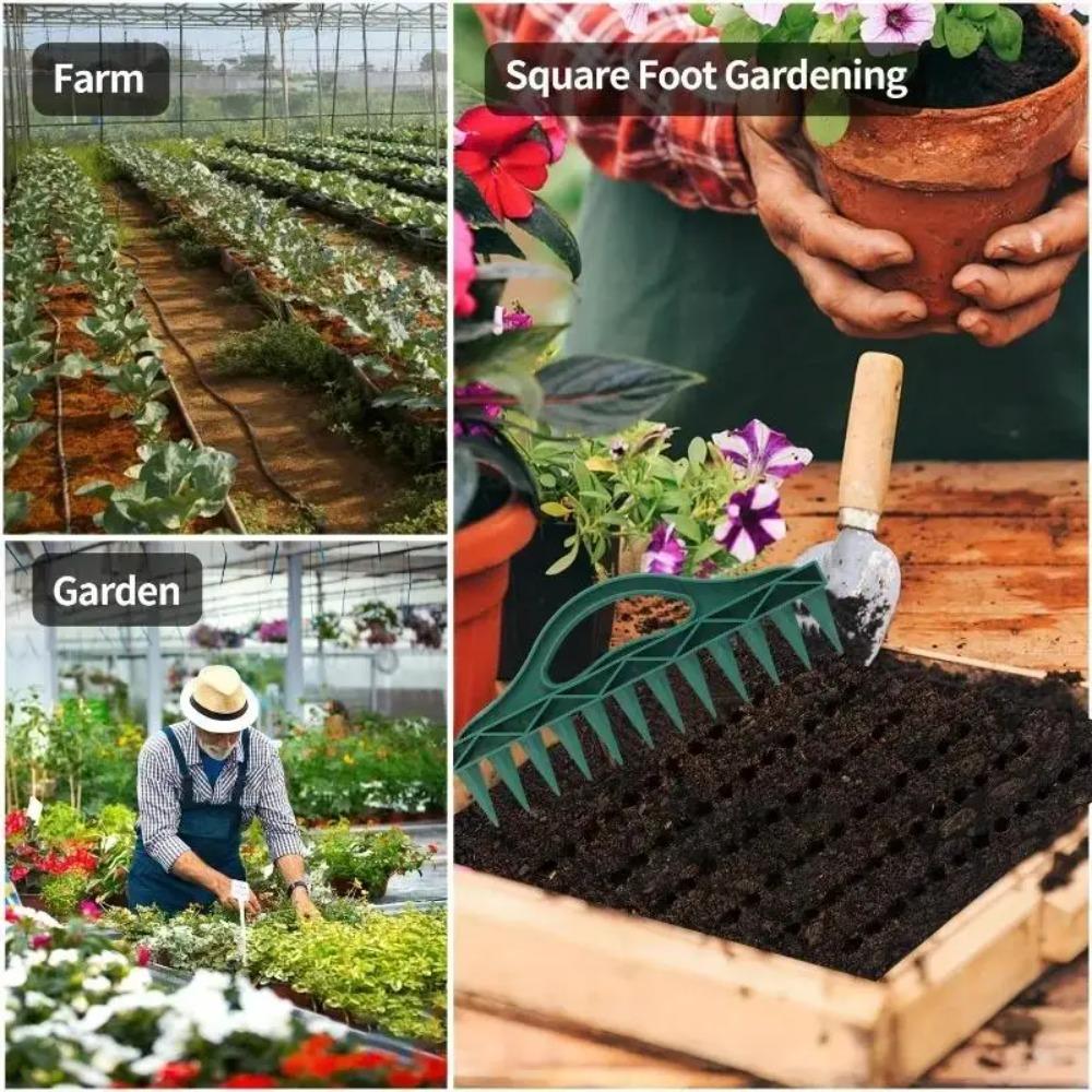 Hand Press Garden Seeder Tool 12 Cavity Fast Planting Dibber for Vegetables Flowers Efficient Soil Loosening Planter Aid Seeder
