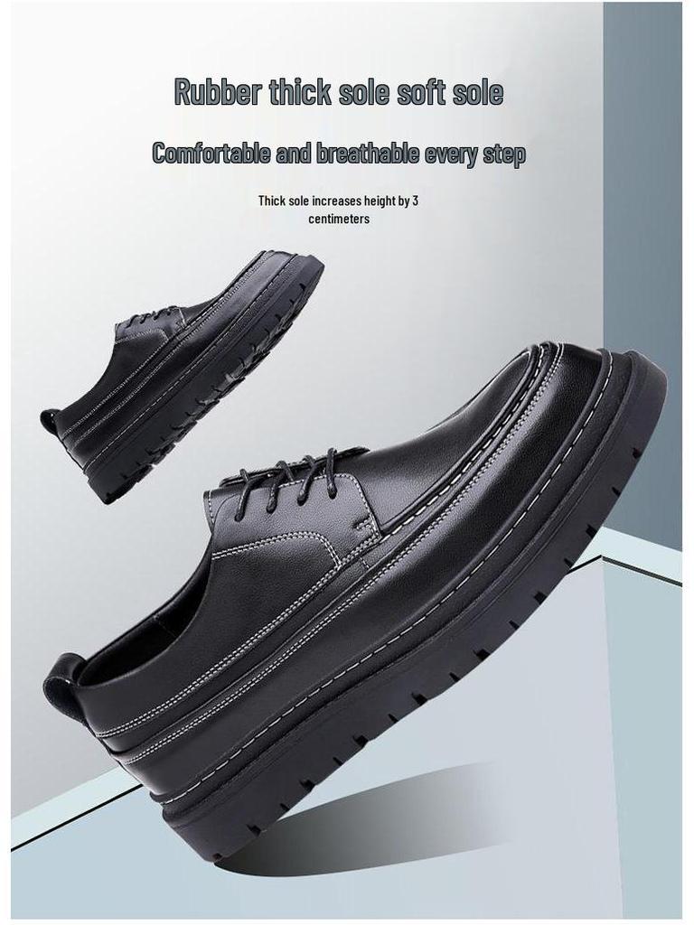 2025 Höst Herr Koreansk Stil Läderskor - Mångsidiga, Trendiga, Tjocksulade Brittiska Casual Sneakers