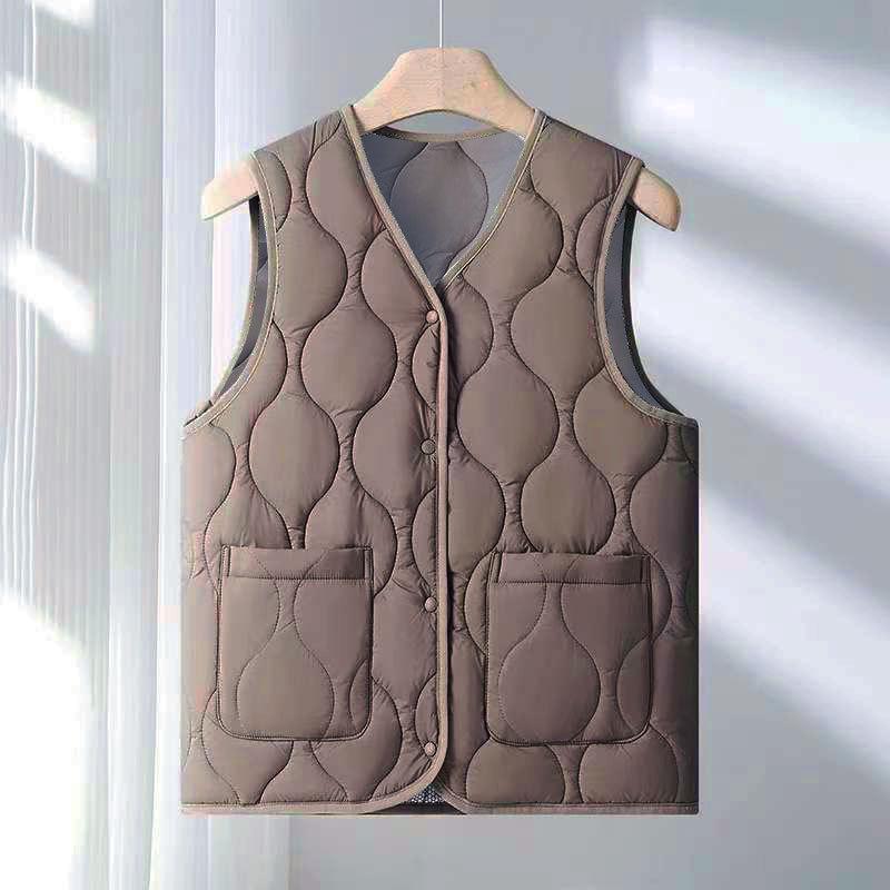 Spring, Autumn and Winter Down Cotton Vest Women's Light and Warm Vest Vest Loose Short Cotton Jacket Liner Elderly Man