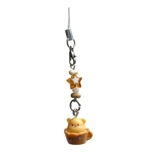 

Pendant Keychain Lightweight Resin Bear Shape Pendant Keychain Multi-Purpose Portable Keyring for Bag And Phone кавовий