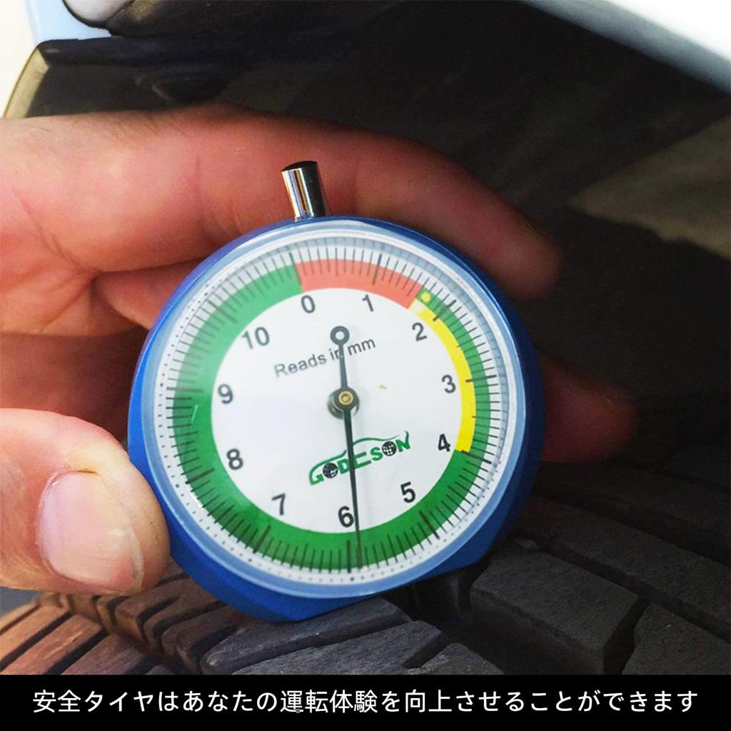 GODESON Tire Gauge Tire Tread Depth Gauge MM Japan Dial Type Depth Gauge Professional