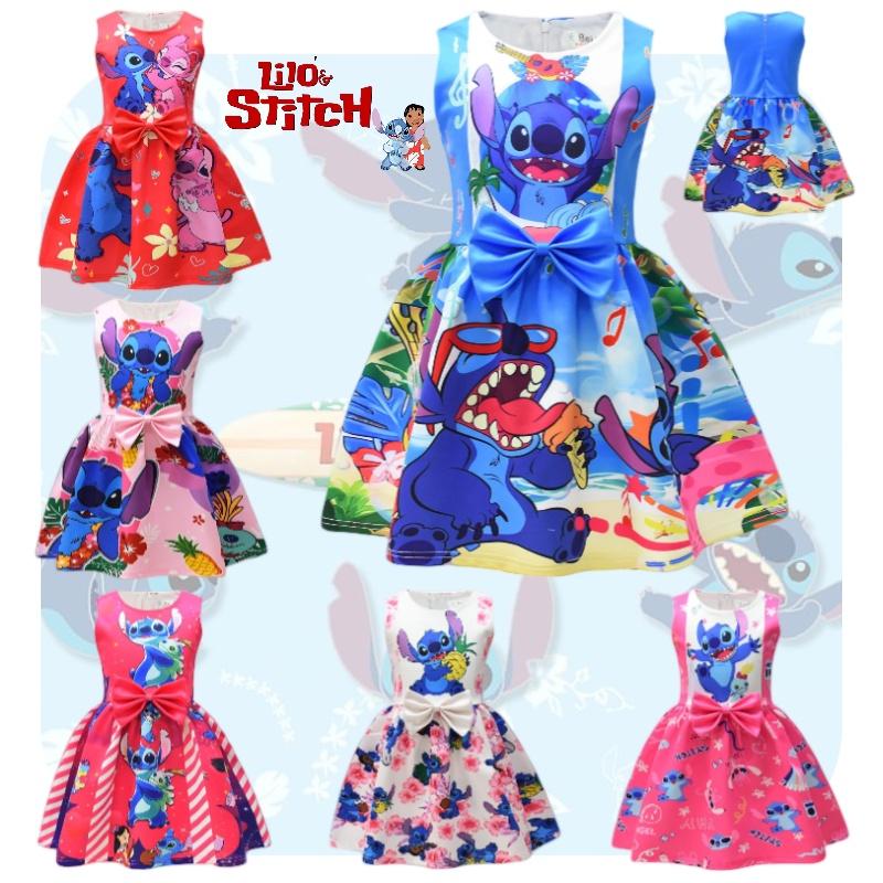 2023 New Arrival Starry Baby Lilo And Stitch Girls Dress, Cartoon Style, A-line Skirt