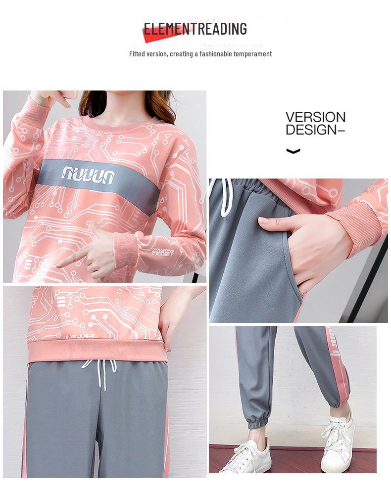 2022 Autumn Sweet Style Women's Printed Trousers Fashion Casual Suit