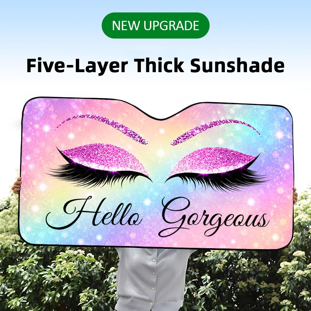 Hello Gorgeous Glam Art Sun Visor Car Front Windshield Shade UV Block Heat Shield Foldable Universal Fit CoverWindshield Sunshades 1