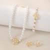 3Pcs Camellia Women'S Party Necklace Bracelet And Earrings Set Elegant Bridal Jewelry Gift